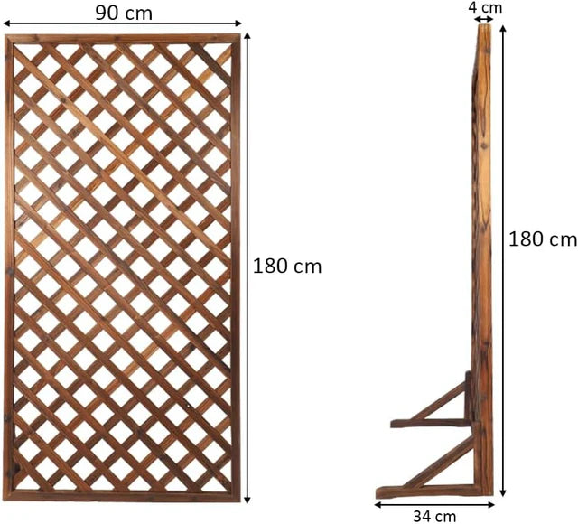 Garden Fence for Climbing Plants & Pots – Wooden Trellis Screen (90 x 180cm)