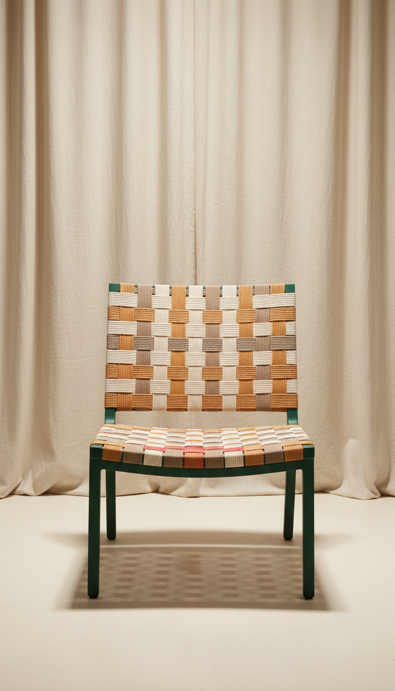 Powder-coated woven lounge chair