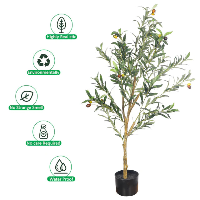 Faux Olive Plant (Black Nursery Pot)