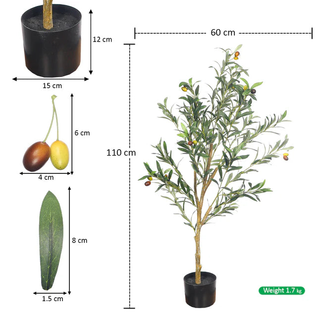 Faux Olive Plant (Black Nursery Pot)