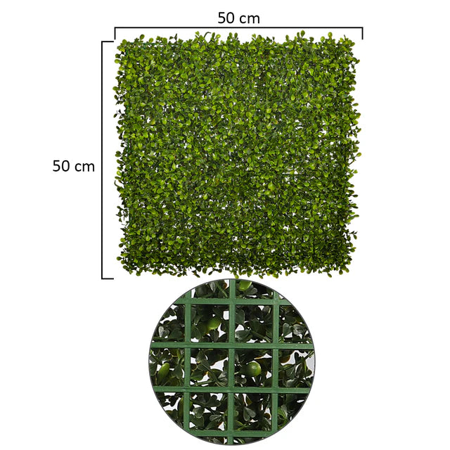 Artificial Topiary Hedge Plant Panels – UV Stabilized Faux Hedge Privacy Screen (50x50cm)