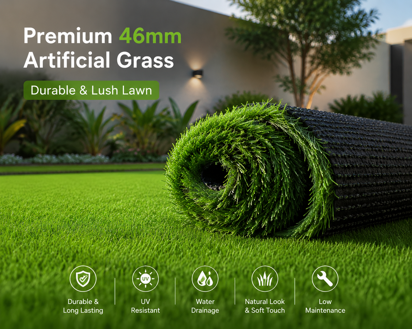 Artificial Grass Premium 46mm Per Sqm