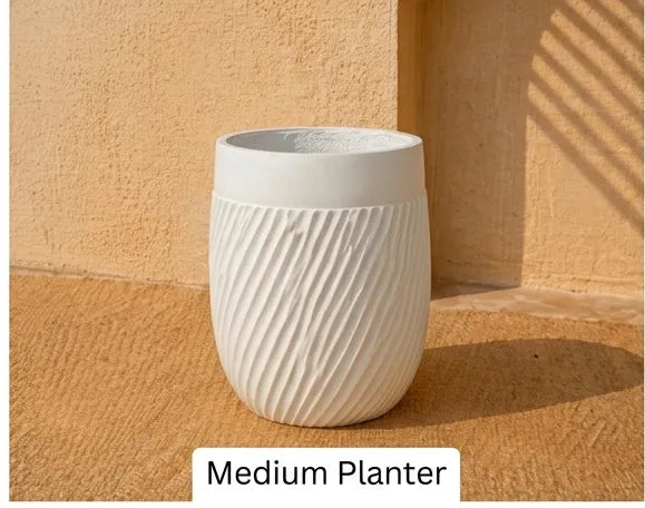 JQ-1734-W White GRC Pot | Buy Glass Reinforced Concrete Planter in Dubai UAE