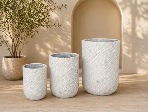 JQ-1846 White GRC Pot | Buy Glass Reinforced Concrete Planter in Dubai UAE