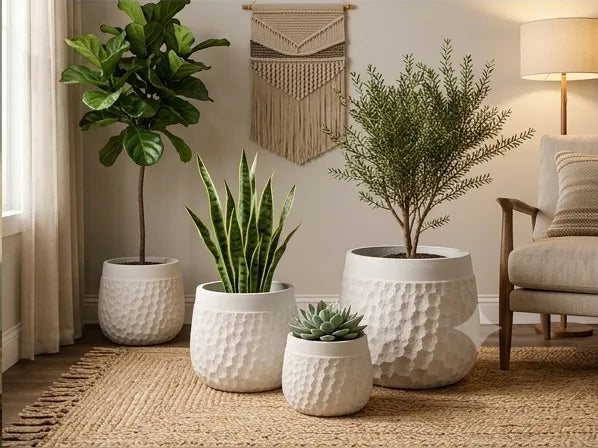 JQ-1741-W White GRC Pot | Buy Glass Reinforced Concrete Planter in Dubai UAE