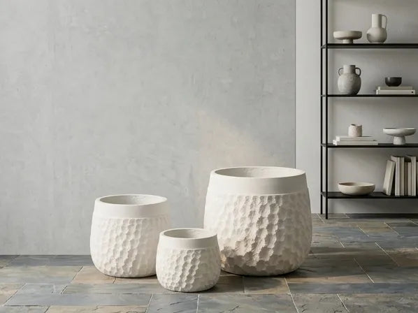 JQ-1741-W White GRC Pot | Buy Glass Reinforced Concrete Planter in Dubai UAE