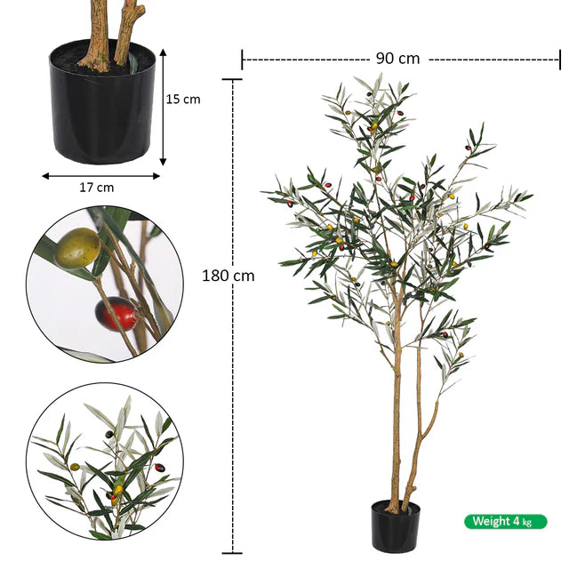 Nearly Natural Olive Plant 180cm Tall (Black Nursery Pot)