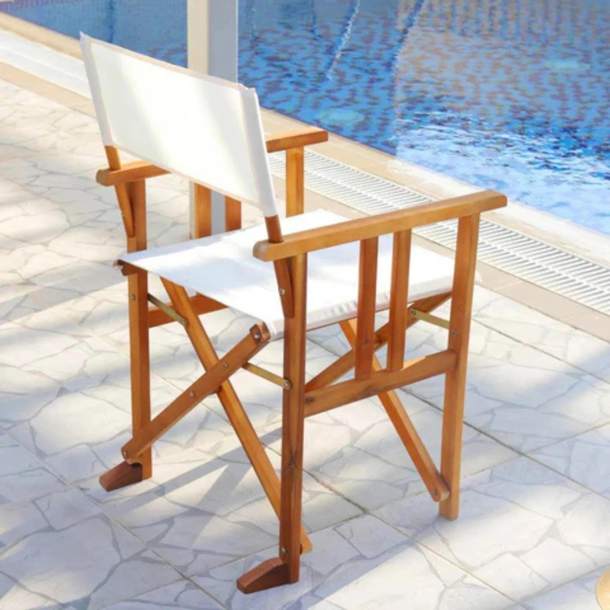 Wood & Fabric Folding Chair — Outdoor & Garden