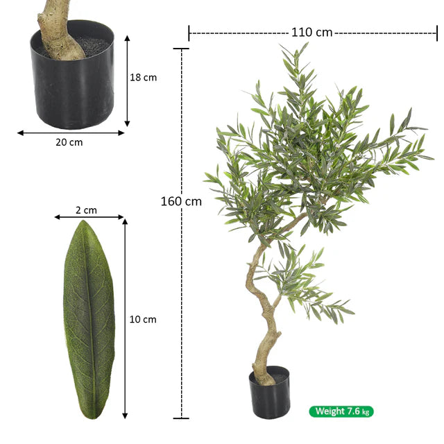 Faux Olive Tree 160cm (Black Nursery Pot)