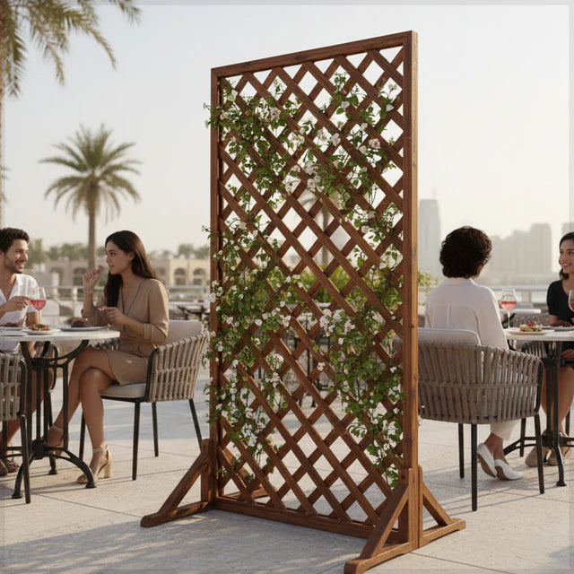 Garden Fence for Climbing Plants & Pots – Wooden Trellis Screen (90 x 180cm)