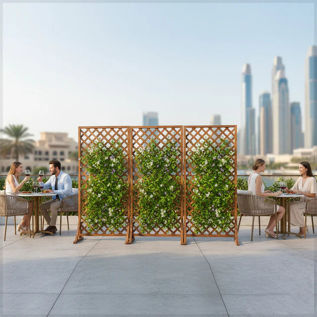 Garden Fence for Climbing Plants & Pots – Wooden Trellis Screen (90 x 180cm)