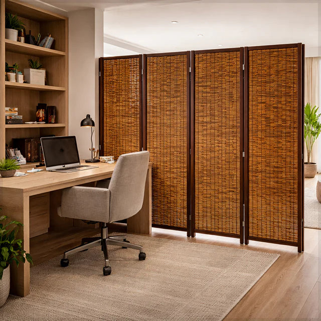Four Panels Room Divider – Decorative Wooden Folding Privacy Screen