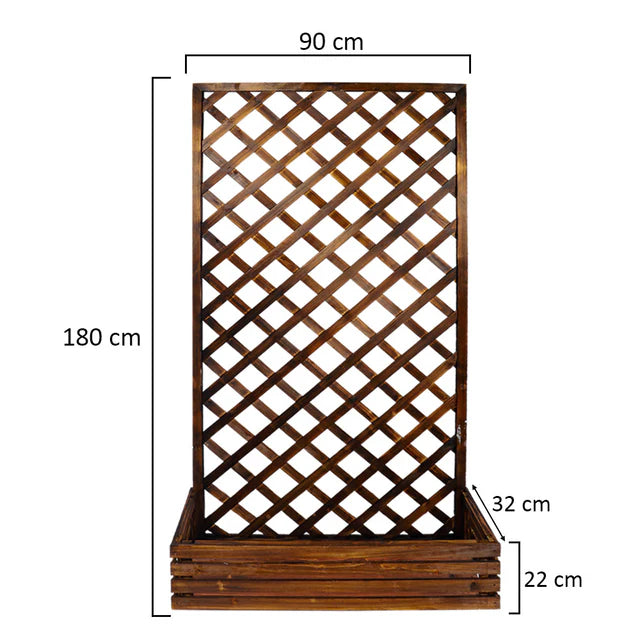 Fence Pot Stand with Planter Box – Natural Wood Fence Mounted Planter (90cm x 180cm)