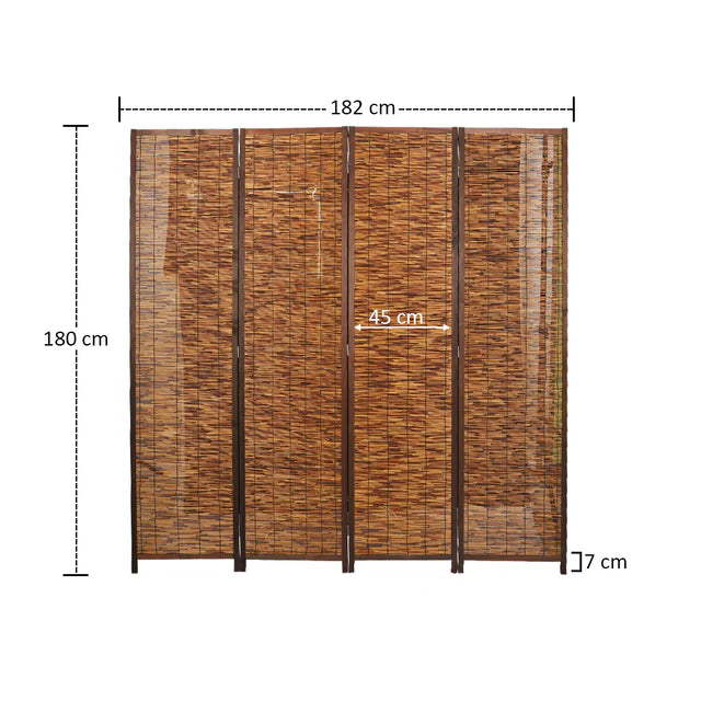Four Panels Room Divider – Decorative Wooden Folding Privacy Screen