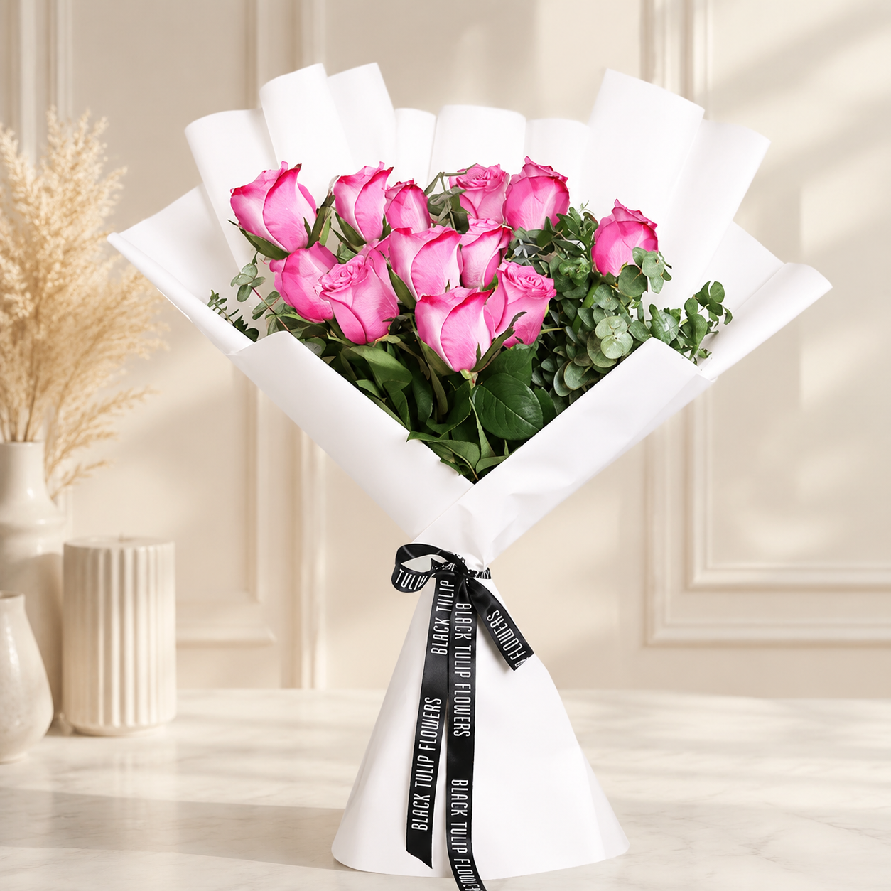 Blush Purple Rose Bouquet – 12 Roses - Flowers