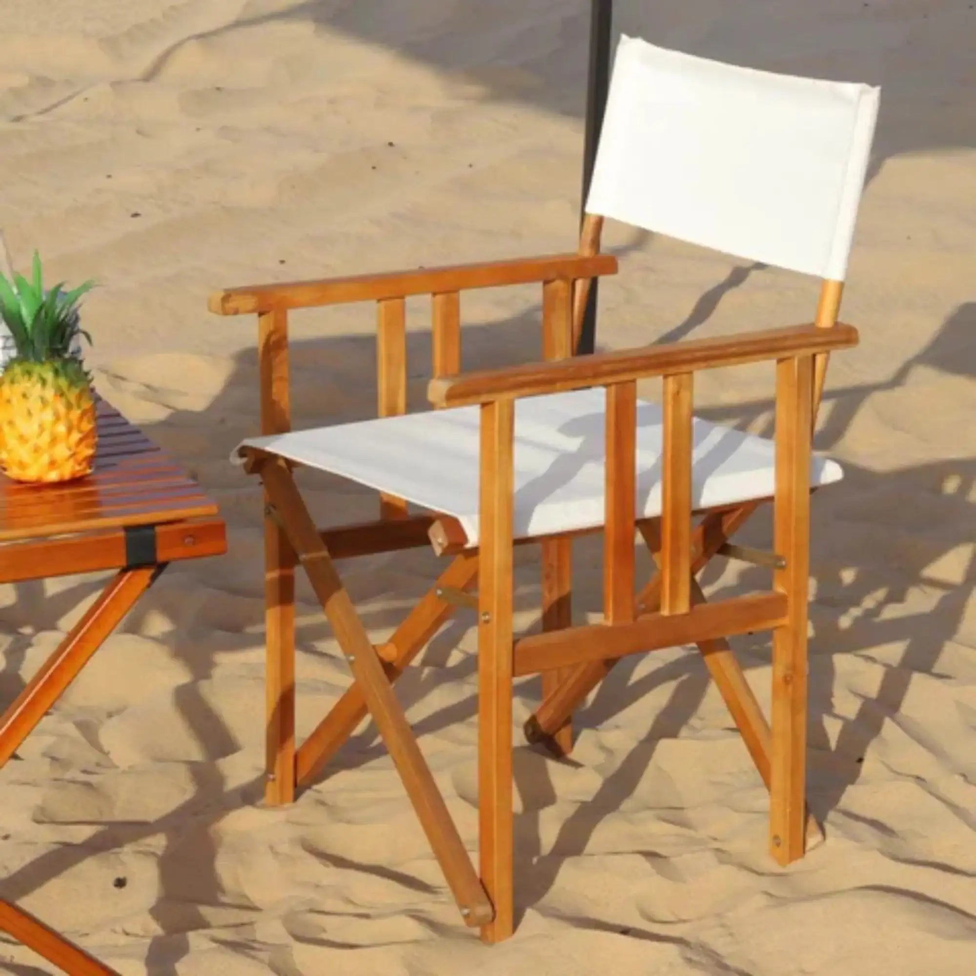 Wood & Fabric Folding Chair — Outdoor & Garden