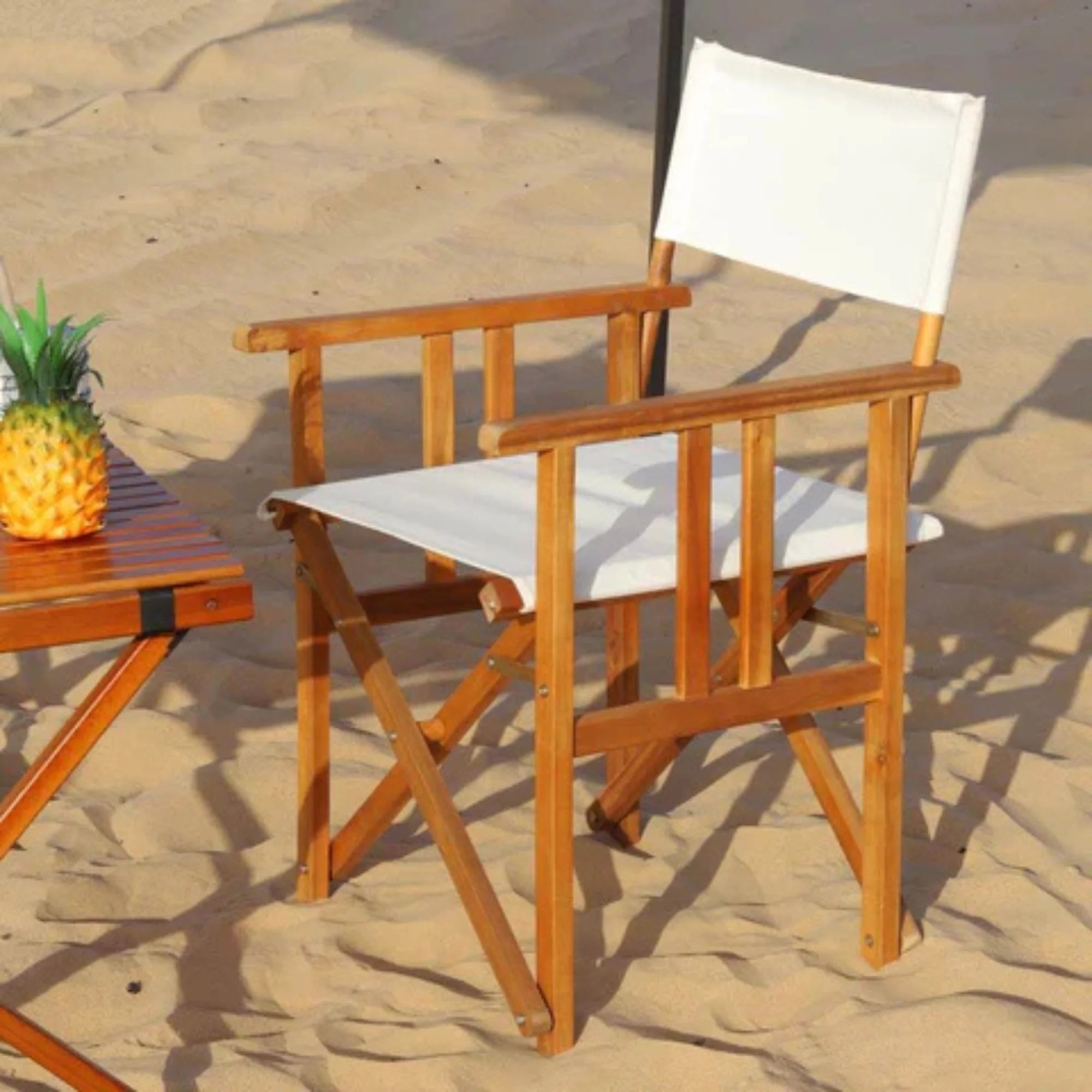 Wood & Fabric Folding Chair — Outdoor & Garden