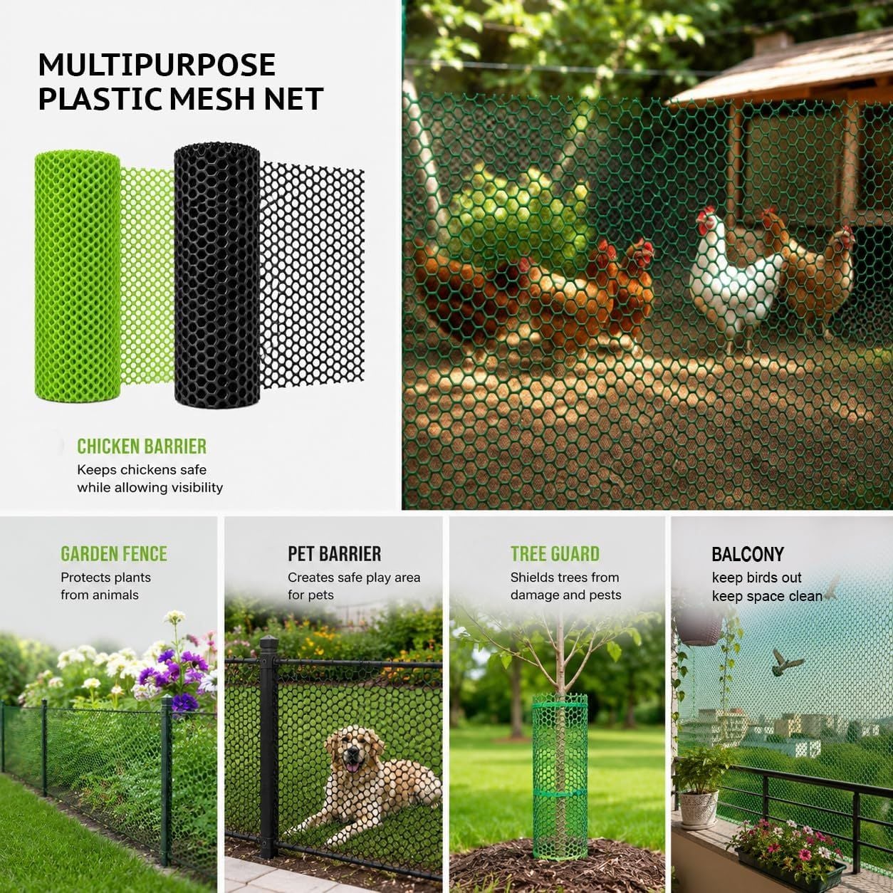 Green Plastic Mesh Net Roll - 1.5x10 Mtr