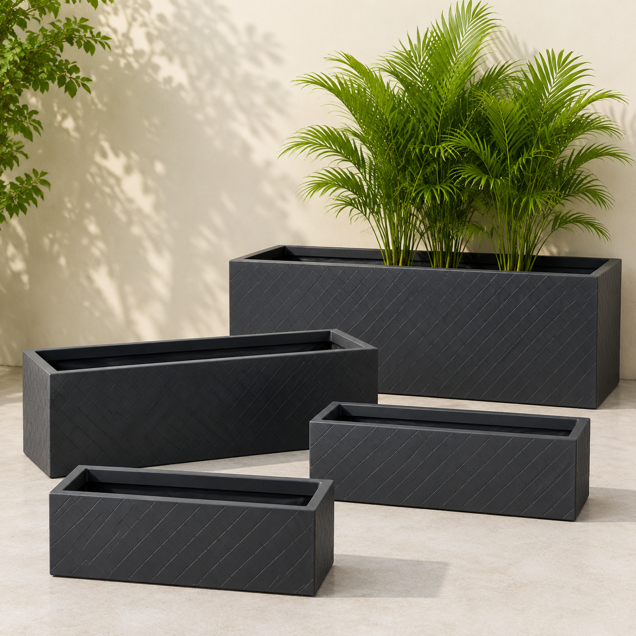 Pot Rectangular - GRC Fiber Clay Plant Pot Rectangular
