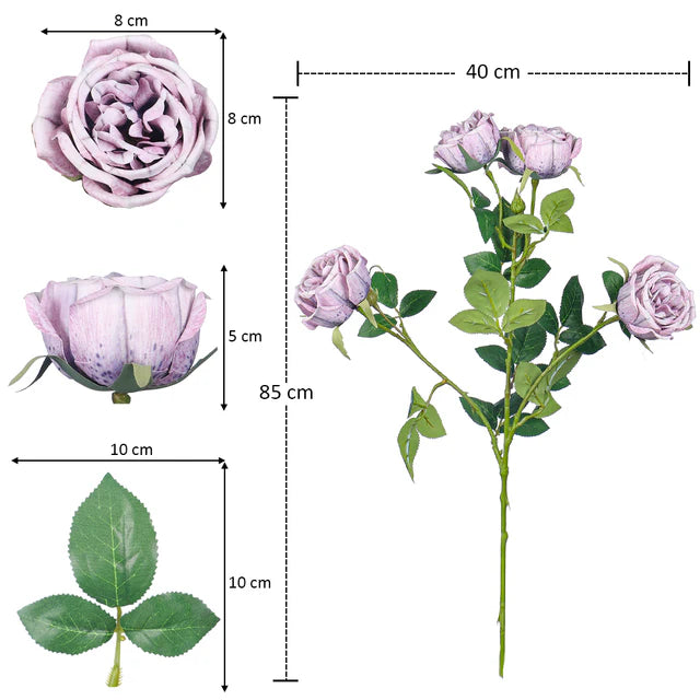 Artificial 4 Heads Rose Flower Single Stem (Without Vase) | RJ Garden Center
