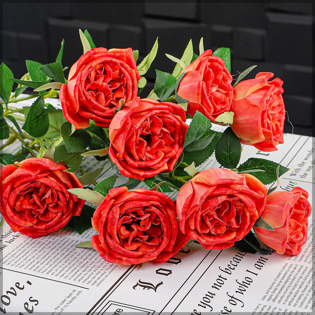 Artificial 4 Heads Rose Flower Single Stem (Without Vase) | RJ Garden Center