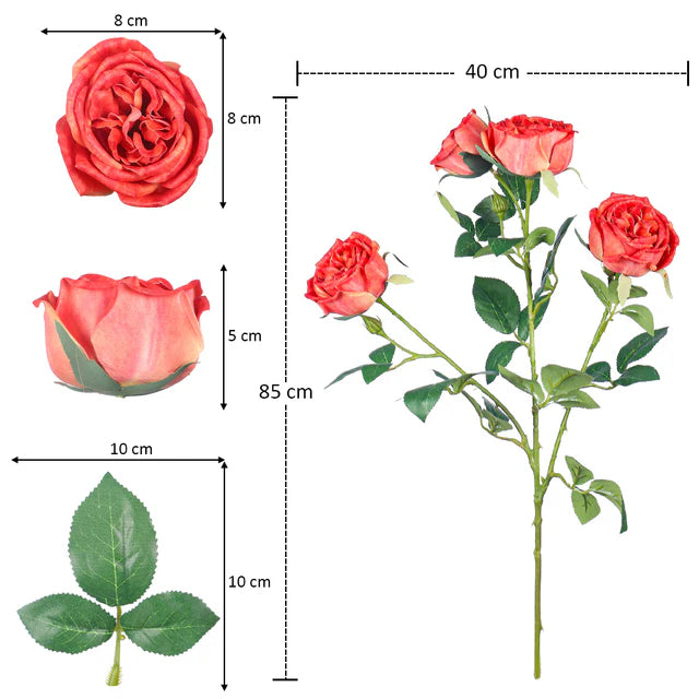 Artificial 4 Heads Rose Flower Single Stem (Without Vase) | RJ Garden Center